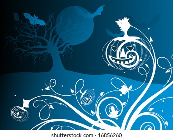 halloween blue background illustration
