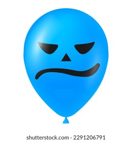 Halloween blue balloon illustration with scary and funny face