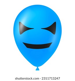 Halloween blue balloon illustration with scary and funny face