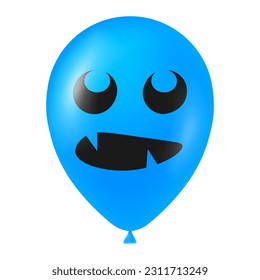 Halloween blue balloon illustration with scary and funny face