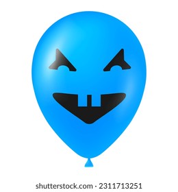 Halloween blue balloon illustration with scary and funny face