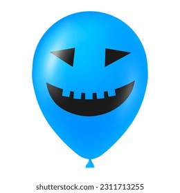 Halloween blue balloon illustration with scary and funny face