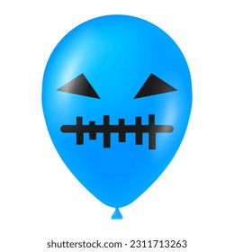 Halloween blue balloon illustration with scary and funny face