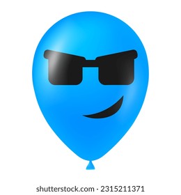 Halloween blue balloon illustration with scary and funny face