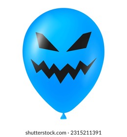 Halloween blue balloon illustration with scary and funny face