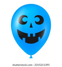 Halloween blue balloon illustration with scary and funny face