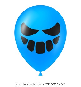 Halloween blue balloon illustration with scary and funny face