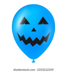 Halloween blue balloon illustration with scary and funny face