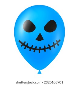 Halloween blue balloon illustration with scary and funny face