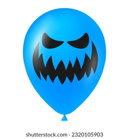 Halloween blue balloon illustration with scary and funny face