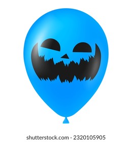 Halloween blue balloon illustration with scary and funny face