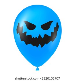 Halloween blue balloon illustration with scary and funny face