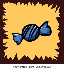 logotipo de dulces azules de halloween ilustración de diseño de icono simple