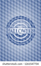Halloween blue hexagon emblem.