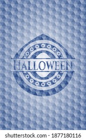 Halloween blue polygonal badge. Vector Illustration. Detailed. 