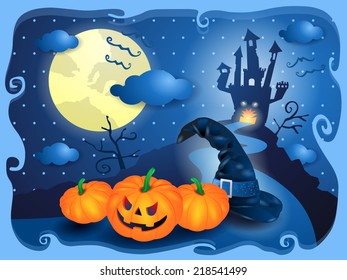 Halloween in blue, vector illustration eps 10
