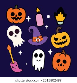 Halloween bohemian style poster with magic mushrooms and creepy cauldrons