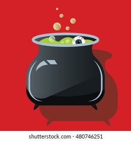 Halloween boiler flat icon vector illustrator
