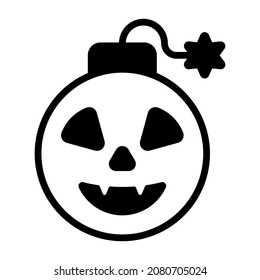 Halloween, Bombe, Vektorschwarz gefüllte Umrisssymbol.