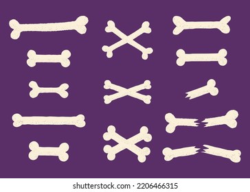 Halloween bone skeleton vector collection