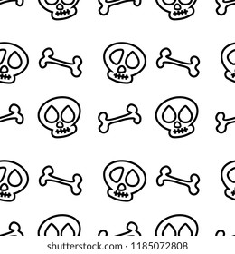 Halloween bone and skull creepy seamless pattern. vector illustration for fashion textile print and wrapping with festive design.