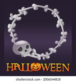 Halloween bones avatar frame, scary skull for ui game.