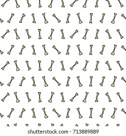 Halloween Bones - Hand Drawn Doodle Seamless Pattern / Background. Vector Illustration