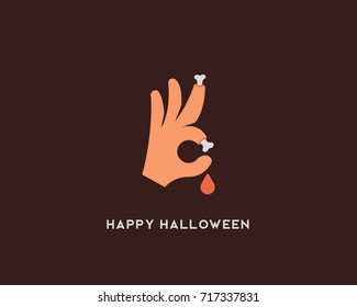 Halloween bones vector sign. Trick or treat ok symbol icon. Humor optimism card greeting logo