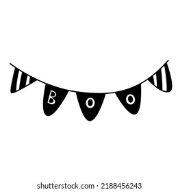 Halloween boo garland. Vector hand drawn illustration 