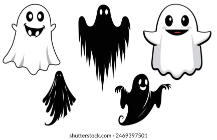 Halloween Boo hand drawn Silhouette cute ghost vector