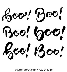 Halloween. Boo handlettering in different variations. Halloween calligraphy