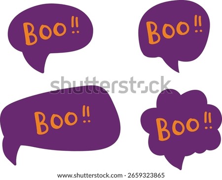 Halloween 'Boo!' Speech Bubbles. halloween color Purple and Gold