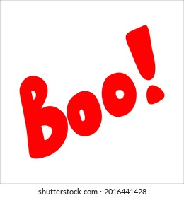 Halloween Boo text of  doodle clipart. Funny, cute illustration for seasonal design, textile, decoration kids playroom or greeting card. Hand drawn prints and color halloween elements for celebration.
