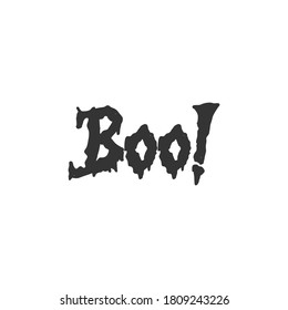 Vector de silueta de texto boo de Halloween sobre fondo blanco