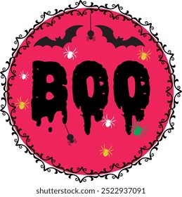 Halloween Boo T-Shirt Design, Halloween Vector Art Design, Ghost T shirt Design, Spooky Vector Art, Happy Halloween Clipart, Spooky Vibes Printable Design, Perfect for Posters, Book Covers, Flyers.