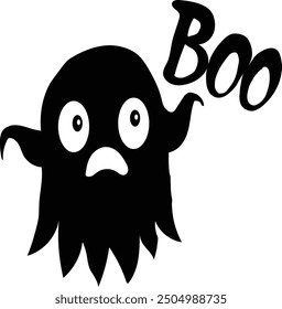 a Halloween Boo vector silhouette, isolate on a white background.