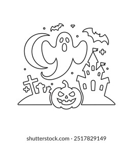 livro de halloween, morcego etc arte vetorial para livro de desenho