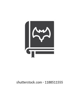 Halloween book with bat vector icon. filled flat sign for mobile concept and web design. simple solid icon. Symbol, logo illustration. Pixel perfect vector graphics