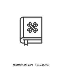 Halloween book with crossed bones outline icon. linear style sign for mobile concept and web design. simple line vector icon. Symbol, logo illustration. Pixel perfect vector graphics