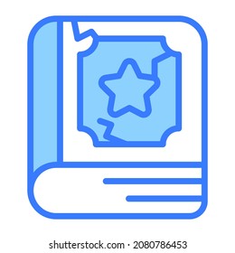 Halloween book vector blue outline icon.