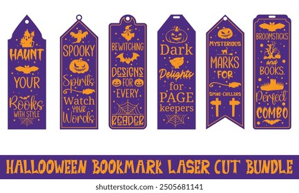 Halloween bookmark laser cut bundle, Creative Spooky Files for Glowforge, Ideal for Scrap Buster Projects, Halloween Crafts, and Unique Bookmark Ideas