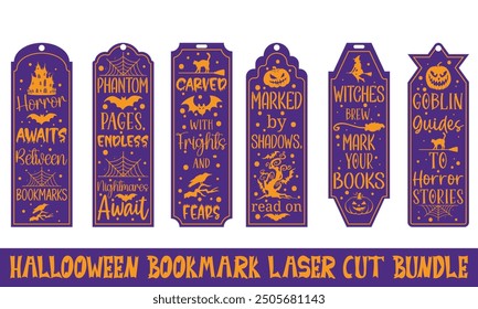 Halloween bookmark laser cut bundle, Spooky Kids Designs for Glowforge! Perfect for Scrap Buster Projects, Halloween Crafts, and Unique Bookmark Creations for Children