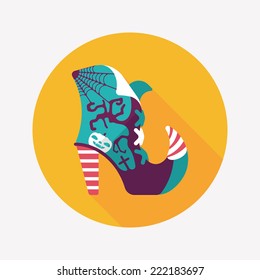 Halloween boot flat icon wtih long shadow,eps10
