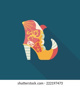 Halloween boot flat icon wtih long shadow,eps10