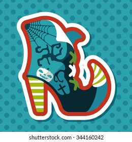 Halloween boot flat icon wtih long shadow,eps10