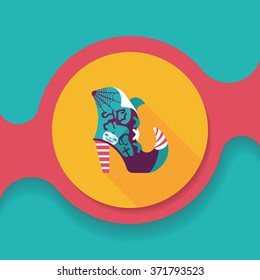 Halloween boot flat icon wtih long shadow,eps10