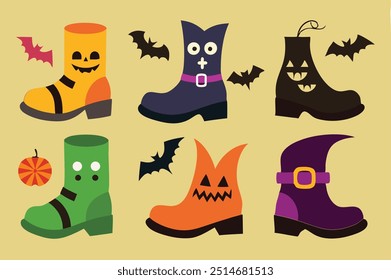  Halloween Stiefel handgezeichnete Elemente Sammlung 