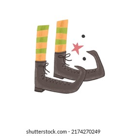 Halloween boots on white  isolated background. Vector illustration