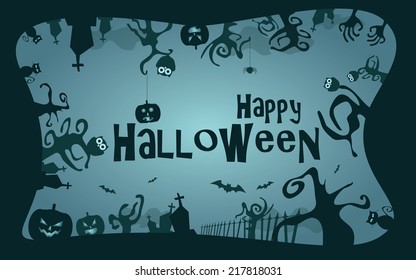 Halloween border background, vector illustration