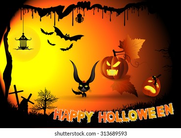 Halloween border for design,night background with creepy ,